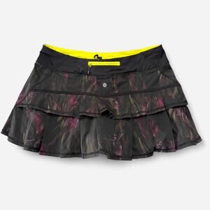 Lululemon speed up mini skort black and purple floral women’s 10